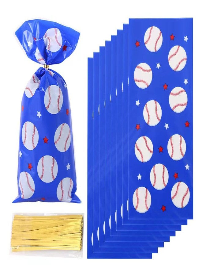 آر إس 50 كيسًا من أكياس هدايا البيسبول، أكياس حلوى البيسبول، أكياس سيلوفان قابلة للإغلاق الحراري على شكل كرة بيسبول مع 50 رباطًا لولبيًا، مثالية لحفلات أعياد ميلاد الأطفال وحفلات كرة القدم. - Image 1